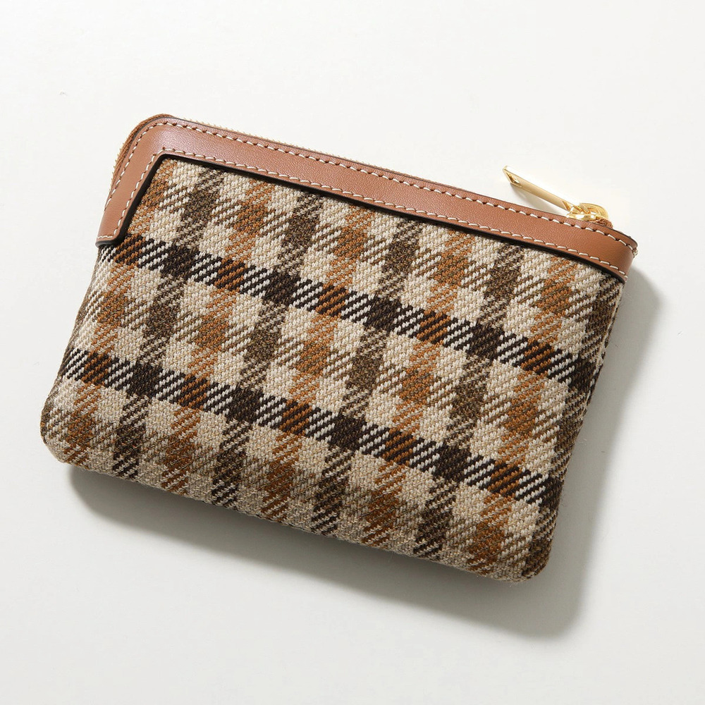 Celine Coin Card Hook Triomphe Tartan Check Key Ring Pass Multicolor